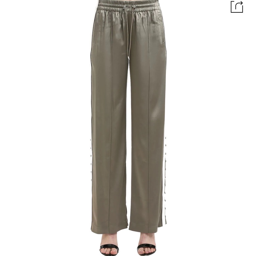 Jonathan Simkhai Satin Crepe Green Track Pants New